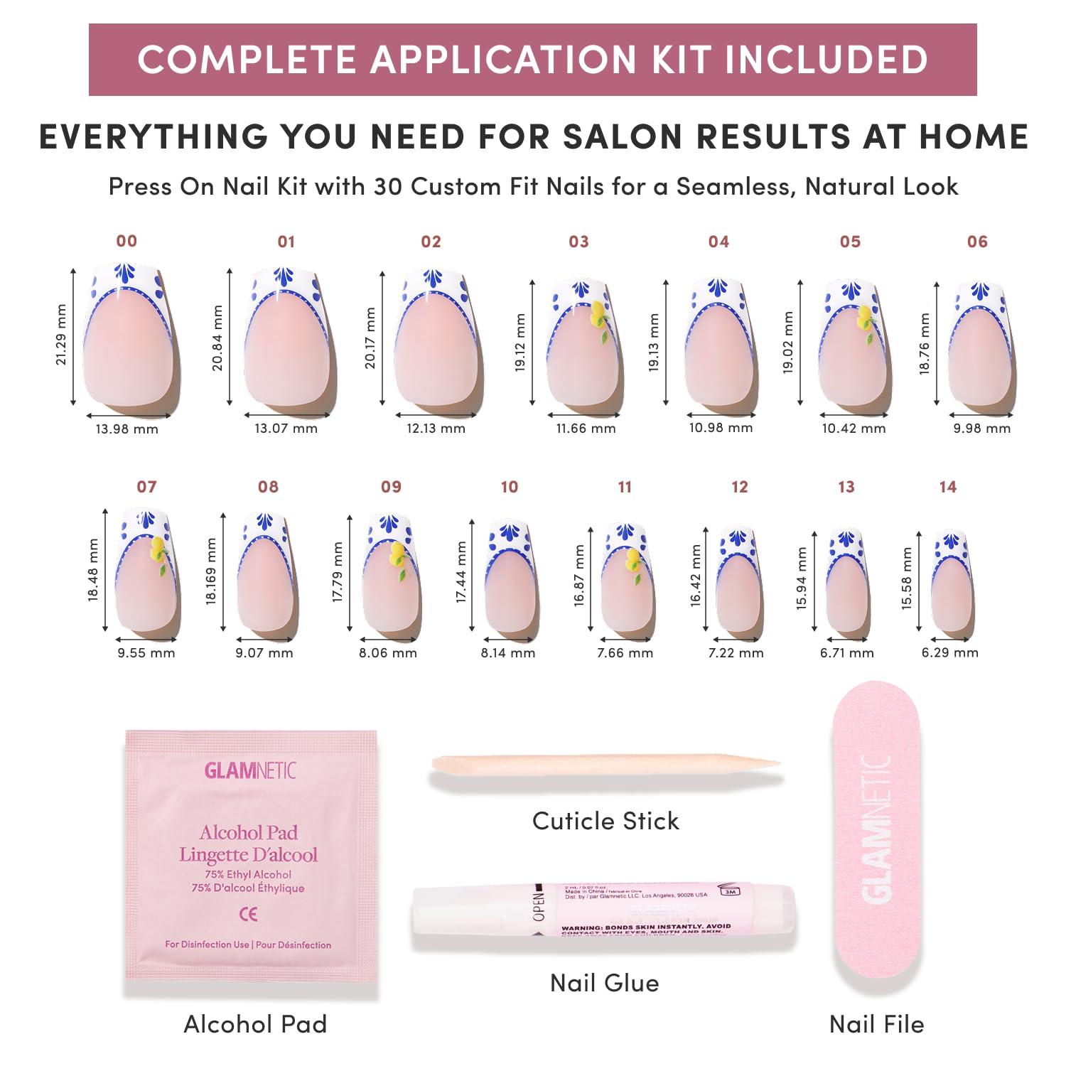 imageGlamnetic Press On Nails Short Oval Fake Nails with Blue French Tips Polka Dots amp Whale Accents Salon Quality Summer Nails Whale Waves 15 Sizes 30 Nail Kit with GlueTuscan Twist