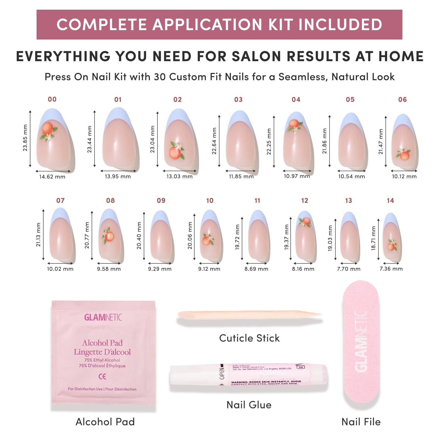 imageGlamnetic Press On Nails Short Oval Fake Nails with Blue French Tips Polka Dots amp Whale Accents Salon Quality Summer Nails Whale Waves 15 Sizes 30 Nail Kit with GlueCapri Coast