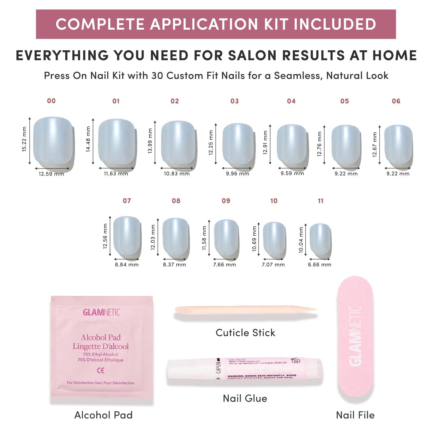 imageGlamnetic Press On Nails Short Oval Fake Nails with Blue French Tips Polka Dots amp Whale Accents Salon Quality Summer Nails Whale Waves 15 Sizes 30 Nail Kit with GlueClear Skies
