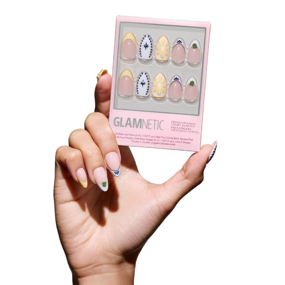 imageGlamnetic Press On Nails Short Oval Fake Nails with Blue French Tips Polka Dots amp Whale Accents Salon Quality Summer Nails Whale Waves 15 Sizes 30 Nail Kit with GlueAperitivo Hour