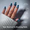 Glamnetic Press On Nails – Short Oval Fake Nails with Blue French Tips, Polka Dots & Whale Accents | Salon Quality Summer Nails | Whale Waves | 15 Sizes – 30 Nail Kit with Glue(Midnight Teal)