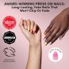 Glamnetic Press On Nails – Short Oval Fake Nails with Blue French Tips, Polka Dots & Whale Accents | Salon Quality Summer Nails | Whale Waves | 15 Sizes – 30 Nail Kit with Glue(Sunset Tide)