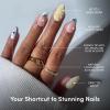 Glamnetic Press On Nails – Short Oval Fake Nails with Blue French Tips, Polka Dots & Whale Accents | Salon Quality Summer Nails | Whale Waves | 15 Sizes – 30 Nail Kit with Glue(Aperitivo Hour)
