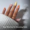 Glamnetic Press On Nails – Short Oval Fake Nails with Blue French Tips, Polka Dots & Whale Accents | Salon Quality Summer Nails | Whale Waves | 15 Sizes – 30 Nail Kit with Glue(Sunset Tide)