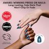 Glamnetic Press On Nails – Short Oval Fake Nails with Blue French Tips, Polka Dots & Whale Accents | Salon Quality Summer Nails | Whale Waves | 15 Sizes – 30 Nail Kit with Glue(Midnight Teal)
