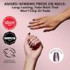 Glamnetic Press On Nails – Short Oval Fake Nails with Blue French Tips, Polka Dots & Whale Accents | Salon Quality Summer Nails | Whale Waves | 15 Sizes – 30 Nail Kit with Glue(Espresso Glow)