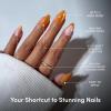 Glamnetic Press On Nails – Short Oval Fake Nails with Blue French Tips, Polka Dots & Whale Accents | Salon Quality Summer Nails | Whale Waves | 15 Sizes – 30 Nail Kit with Glue(Orange Pop)