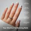 Glamnetic Press On Nails – Short Oval Fake Nails with Blue French Tips, Polka Dots & Whale Accents | Salon Quality Summer Nails | Whale Waves | 15 Sizes – 30 Nail Kit with Glue(Sweet Picks)
