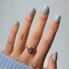 Glamnetic Press On Nails – Short Oval Fake Nails with Blue French Tips, Polka Dots & Whale Accents | Salon Quality Summer Nails | Whale Waves | 15 Sizes – 30 Nail Kit with Glue(Clear Skies)