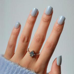 Glamnetic Press On Nails – Short Oval Fake Nails with Blue French Tips, Polka Dots & Whale Accents | Salon Quality Summer Nails | Whale Waves | 15 Sizes – 30 Nail Kit with Glue(Clear Skies)