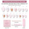 Glamnetic Press On Nails – Winter Glaze | Glossy, Short Almond French Tip Nails with Snowflake Accents, Salon Quality | 15 Sizes – 30 Nail Kit with Glue(Cocoa & Kisses)