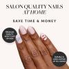 Glamnetic Press On Nails – Winter Glaze | Glossy, Short Almond French Tip Nails with Snowflake Accents, Salon Quality | 15 Sizes – 30 Nail Kit with Glue(Cocoa & Kisses)