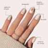 Glamnetic Press On Nails – Winter Glaze | Glossy, Short Almond French Tip Nails with Snowflake Accents, Salon Quality | 15 Sizes – 30 Nail Kit with Glue(Gingerbread Knit)