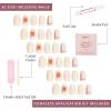 Glamnetic Press On Nails – Winter Glaze | Glossy, Short Almond French Tip Nails with Snowflake Accents, Salon Quality | 15 Sizes – 30 Nail Kit with Glue(Gingerbread Knit)