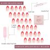 Glamnetic Press On Nails – Winter Glaze | Glossy, Short Almond French Tip Nails with Snowflake Accents, Salon Quality | 15 Sizes – 30 Nail Kit with Glue(Mrs.Claus)