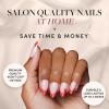 Glamnetic Press On Nails – Winter Glaze | Glossy, Short Almond French Tip Nails with Snowflake Accents, Salon Quality | 15 Sizes – 30 Nail Kit with Glue(Mrs.Claus)