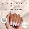 Glamnetic Press On Nails – Winter Glaze | Glossy, Short Almond French Tip Nails with Snowflake Accents, Salon Quality | 15 Sizes – 30 Nail Kit with Glue(Snowdrift)