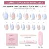 Glamnetic Press On Nails – Winter Glaze | Glossy, Short Almond French Tip Nails with Snowflake Accents, Salon Quality | 15 Sizes – 30 Nail Kit with Glue(Snow Bunny)
