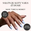 Glamnetic Press On Nails – Winter Glaze | Glossy, Short Almond French Tip Nails with Snowflake Accents, Salon Quality | 15 Sizes – 30 Nail Kit with Glue(Snow Bunny)