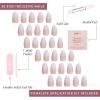 Glamnetic Press On Nails – Winter Glaze | Glossy, Short Almond French Tip Nails with Snowflake Accents, Salon Quality | 15 Sizes – 30 Nail Kit with Glue(Snowdrift)