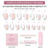 Glamnetic Press On Nails – Winter Glaze | Glossy, Short Almond French Tip Nails with Snowflake Accents, Salon Quality | 15 Sizes – 30 Nail Kit with Glue(Sweater Weather)