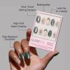Glamnetic Press On Nails – Winter Glaze | Glossy, Short Almond French Tip Nails with Snowflake Accents, Salon Quality | 15 Sizes – 30 Nail Kit with Glue(Velvet Pine)