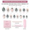 Glamnetic Press On Nails – Winter Glaze | Glossy, Short Almond French Tip Nails with Snowflake Accents, Salon Quality | 15 Sizes – 30 Nail Kit with Glue(Velvet Pine)