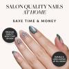 Glamnetic Press On Nails – Winter Glaze | Glossy, Short Almond French Tip Nails with Snowflake Accents, Salon Quality | 15 Sizes – 30 Nail Kit with Glue(Velvet Pine)