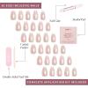Glamnetic Press On Nails – Winter Glaze | Glossy, Short Almond French Tip Nails with Snowflake Accents, Salon Quality | 15 Sizes – 30 Nail Kit with Glue(Winter Glaze)