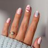 Glamnetic Press On Nails – Winter Glaze | Glossy, Short Almond French Tip Nails with Snowflake Accents, Salon Quality | 15 Sizes – 30 Nail Kit with Glue(Cocoa & Kisses)
