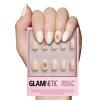 Glamnetic Press On Nails – Winter Glaze | Glossy, Short Almond French Tip Nails with Snowflake Accents, Salon Quality | 15 Sizes – 30 Nail Kit with Glue(Gingerbread Knit)