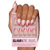 Glamnetic Press On Nails – Winter Glaze | Glossy, Short Almond French Tip Nails with Snowflake Accents, Salon Quality | 15 Sizes – 30 Nail Kit with Glue(Mrs.Claus)