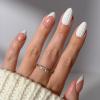 Glamnetic Press On Nails – Winter Glaze | Glossy, Short Almond French Tip Nails with Snowflake Accents, Salon Quality | 15 Sizes – 30 Nail Kit with Glue(Sweater Weather)