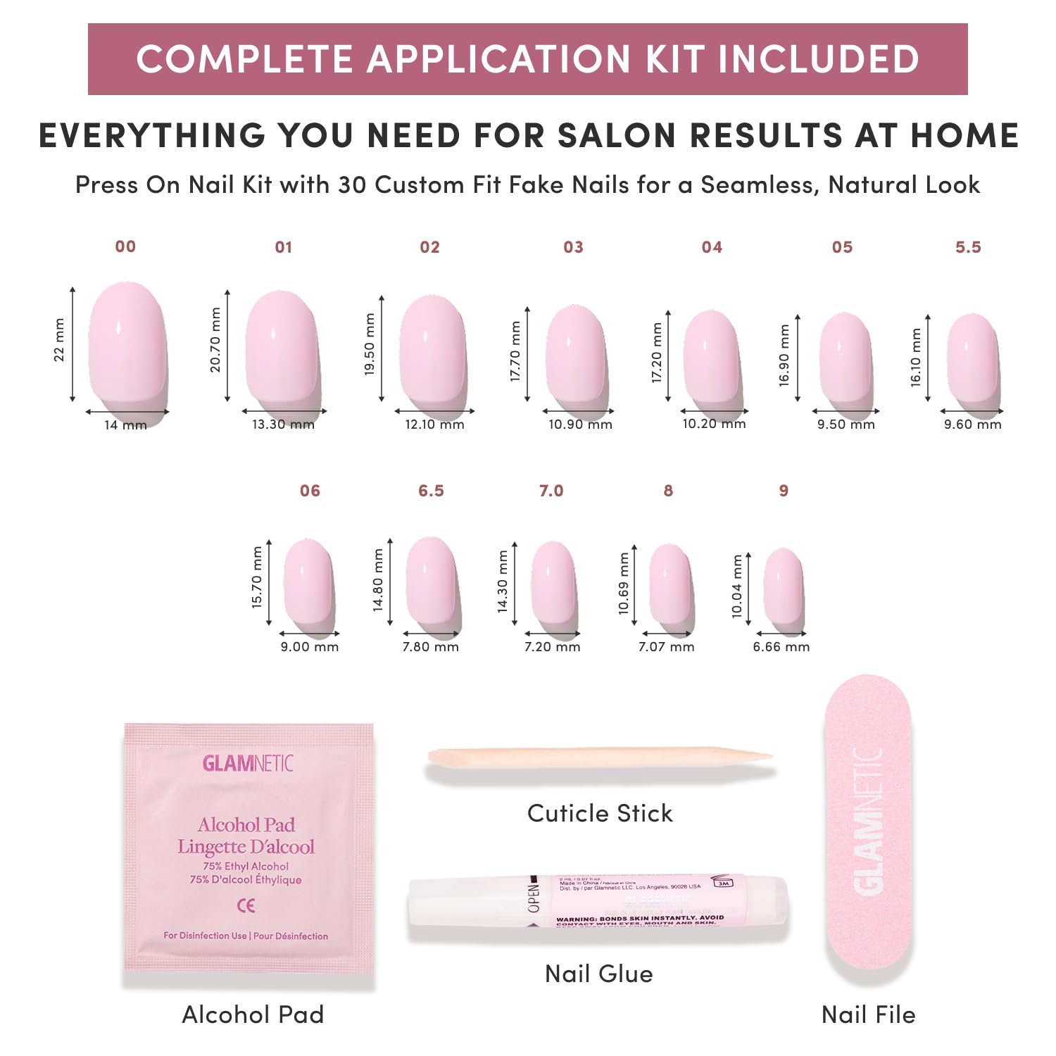image:imageGlamnetic Press On Nails Medium Coffin Fake Nails Glazed Red Press On Nails Salon Quality Kit with Glue Runway Red 30 Nail Set in 15 Sizes1B Pink Permission