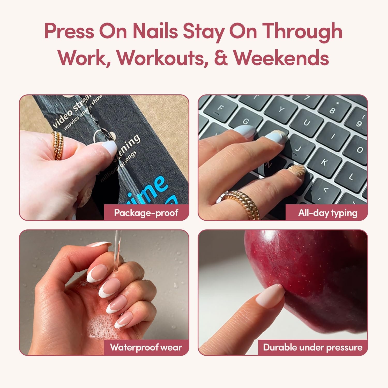 image:imageGlamnetic Press On Nails Medium Coffin Fake Nails Glazed Red Press On Nails Salon Quality Kit with Glue Runway Red 30 Nail Set in 15 Sizes2C Oyster Shell