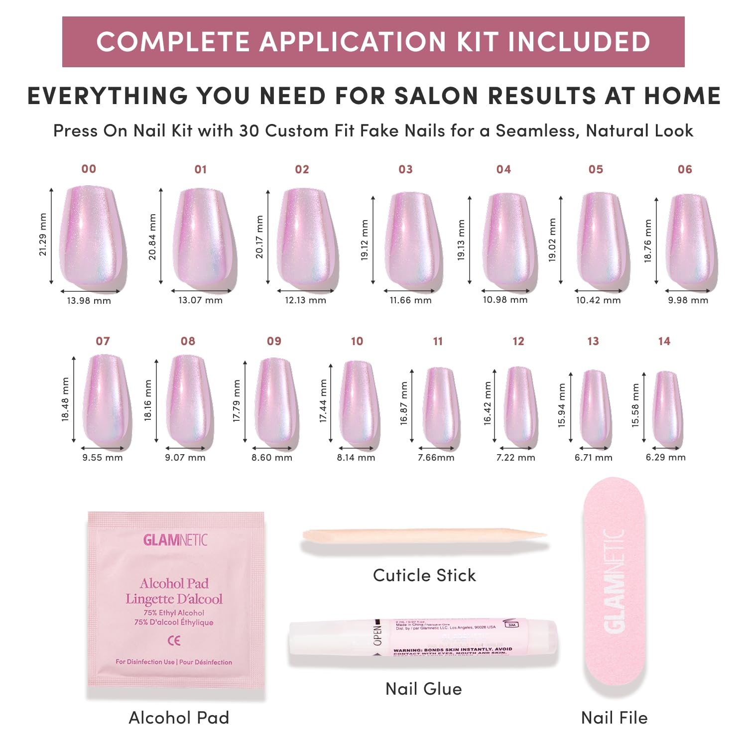 image:imageGlamnetic Press On Nails Medium Coffin Fake Nails Glazed Red Press On Nails Salon Quality Kit with Glue Runway Red 30 Nail Set in 15 Sizes2F Oyster Opal
