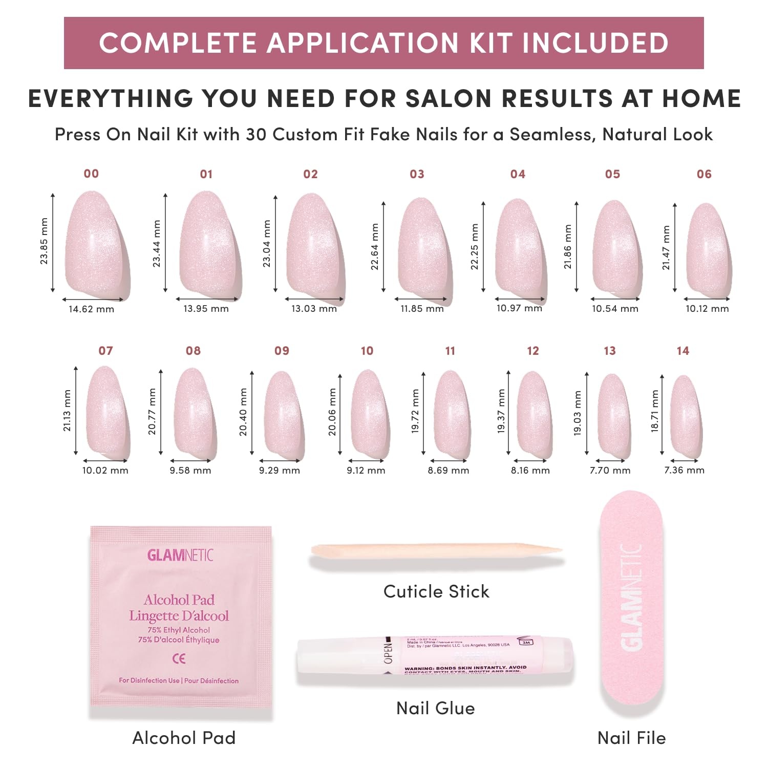 image:imageGlamnetic Press On Nails Medium Coffin Fake Nails Glazed Red Press On Nails Salon Quality Kit with Glue Runway Red 30 Nail Set in 15 Sizes3A Pink Darling