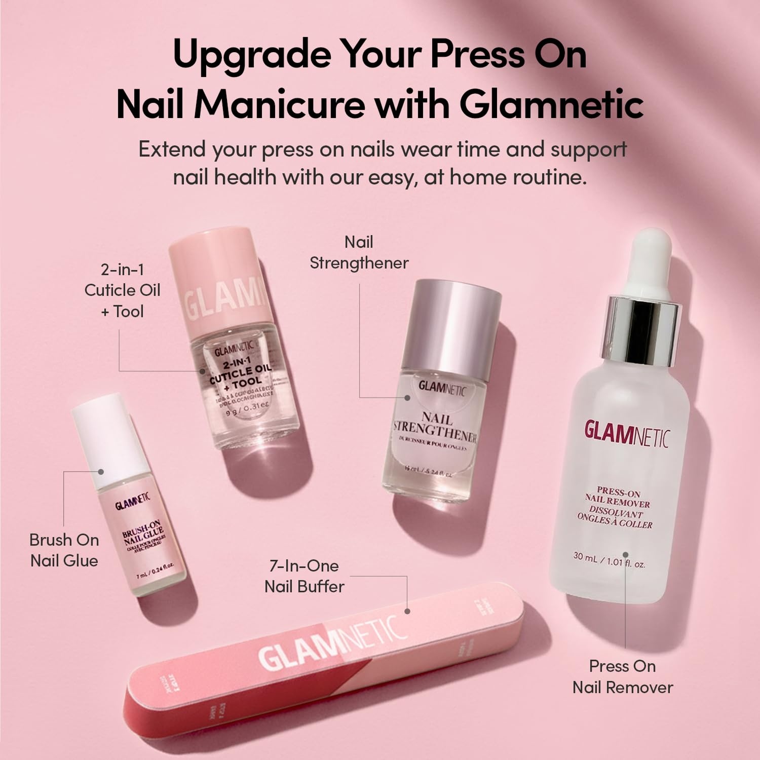 image:imageGlamnetic Press On Nails Medium Coffin Fake Nails Glazed Red Press On Nails Salon Quality Kit with Glue Runway Red 30 Nail Set in 15 Sizes3B Pink Whisper