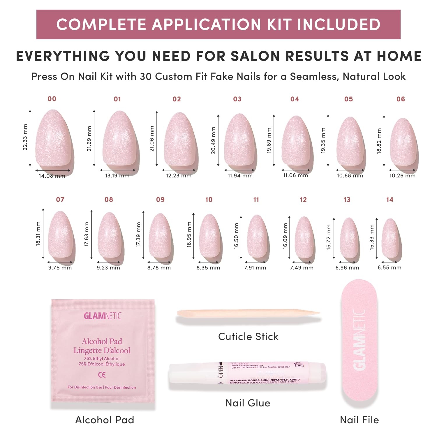 image:imageGlamnetic Press On Nails Medium Coffin Fake Nails Glazed Red Press On Nails Salon Quality Kit with Glue Runway Red 30 Nail Set in 15 Sizes3B Pink Whisper