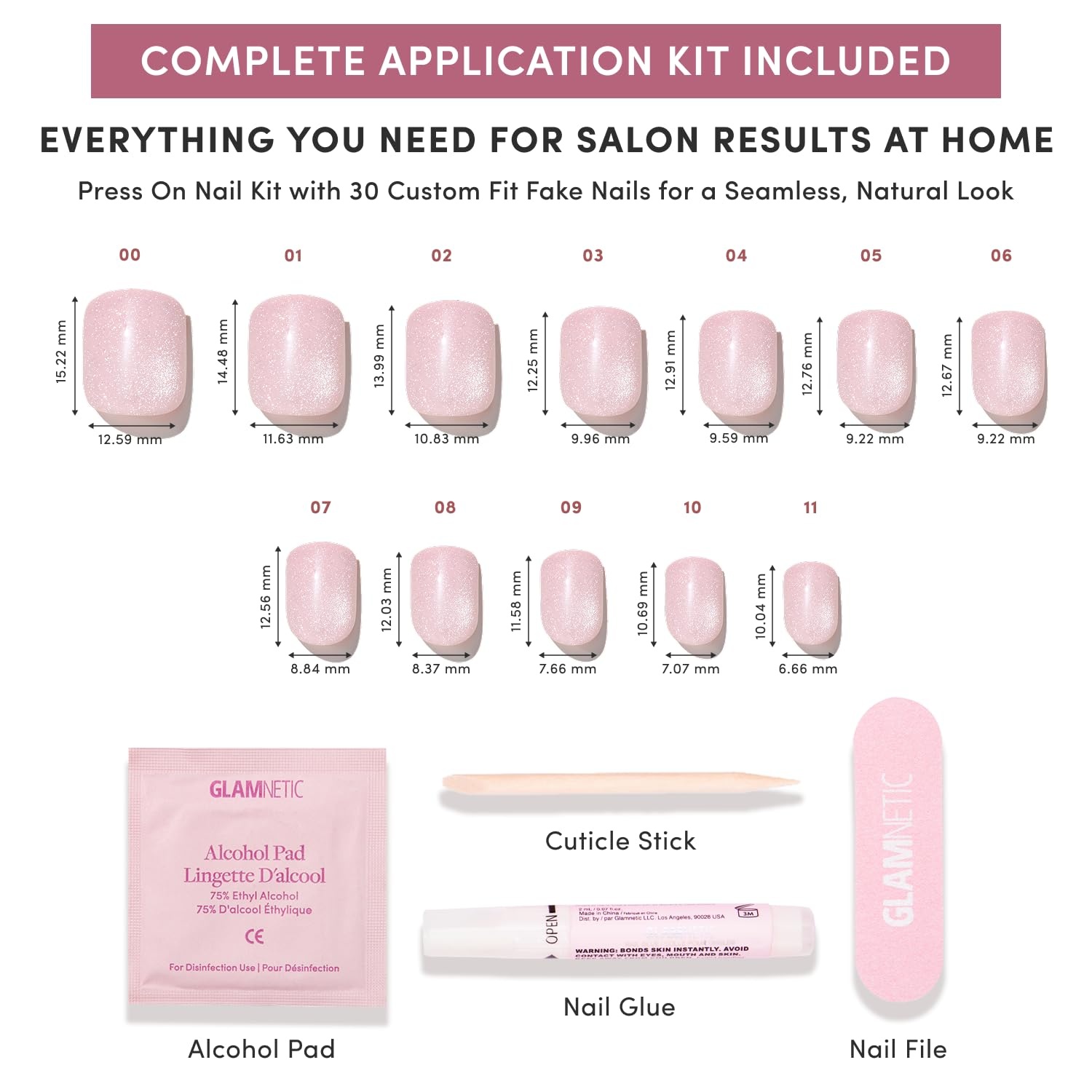 image:imageGlamnetic Press On Nails Medium Coffin Fake Nails Glazed Red Press On Nails Salon Quality Kit with Glue Runway Red 30 Nail Set in 15 Sizes3E Pink Legacy