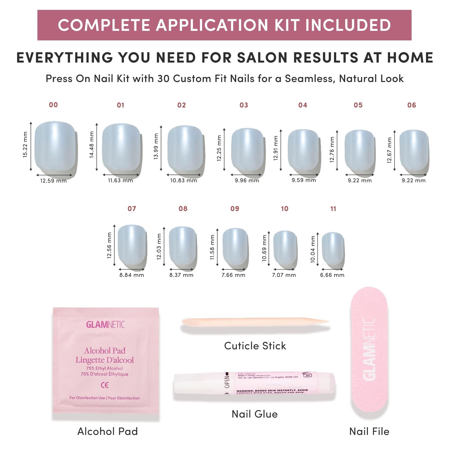 image:imageGlamnetic Press On Nails Summer Fresco Short Oval Fake Nails with Striped Blue French Tips amp Lemon Accents Salon Quality Summer Nails 15 Sizes 30 Nail Kit with GlueClear Skies