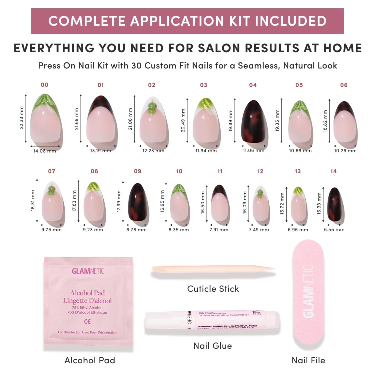 image:imageGlamnetic Press On Nails Summer Fresco Short Oval Fake Nails with Striped Blue French Tips amp Lemon Accents Salon Quality Summer Nails 15 Sizes 30 Nail Kit with GlueAntipasto
