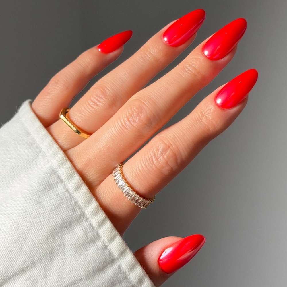 image:imageGlamnetic Press On Nails Medium Coffin Fake Nails Glazed Red Press On Nails Salon Quality Kit with Glue Runway Red 30 Nail Set in 15 Sizes4A ItGirl Red
