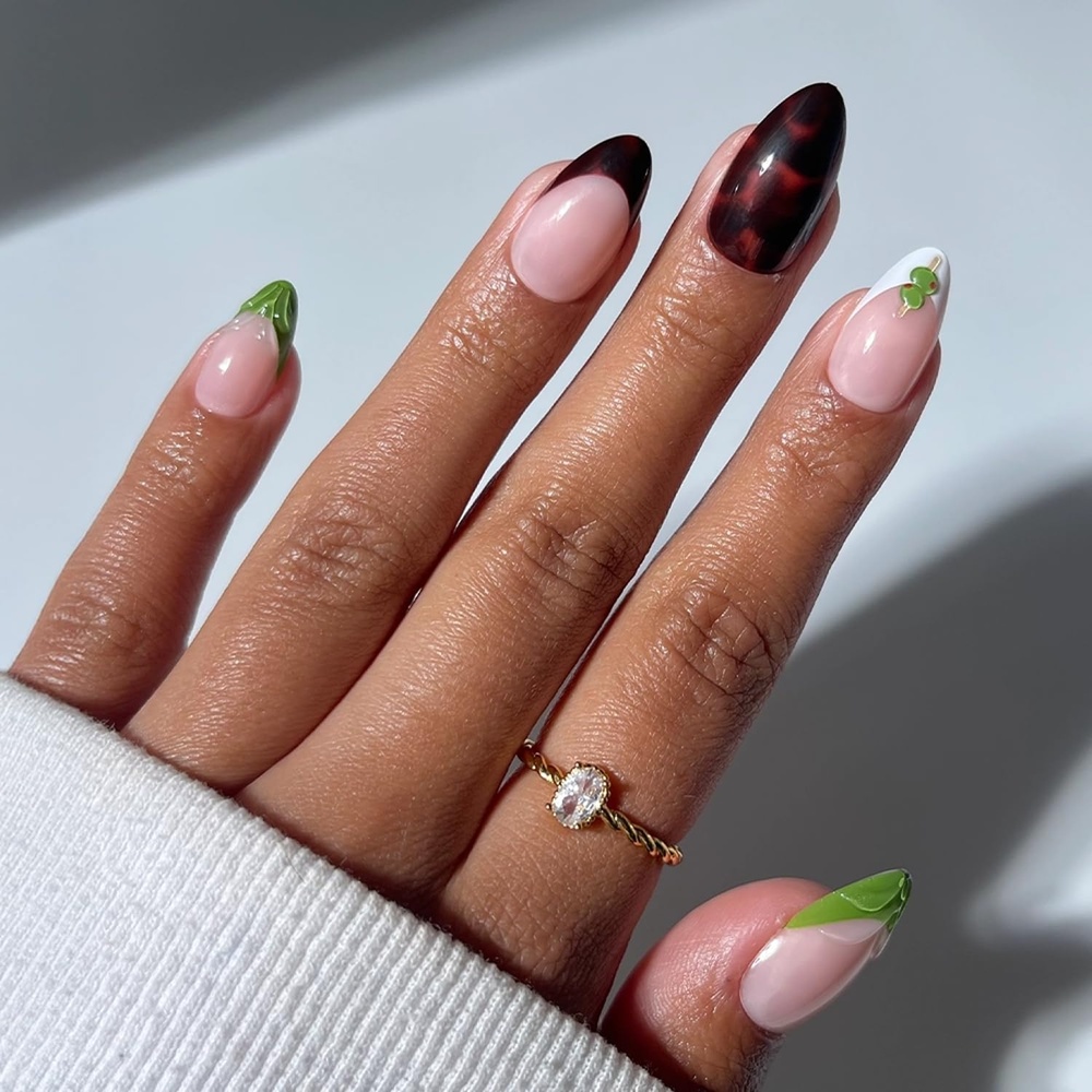 image:imageGlamnetic Press On Nails Summer Fresco Short Oval Fake Nails with Striped Blue French Tips amp Lemon Accents Salon Quality Summer Nails 15 Sizes 30 Nail Kit with GlueAntipasto
