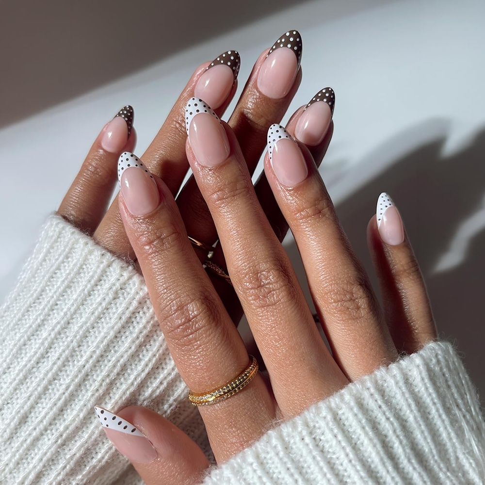 image:imageGlamnetic Press On Nails Summer Fresco Short Oval Fake Nails with Striped Blue French Tips amp Lemon Accents Salon Quality Summer Nails 15 Sizes 30 Nail Kit with GluePolka In Positano