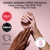 Glamnetic Press On Nails – Medium Coffin Fake Nails | Glazed Red Press On Nails, Salon Quality Kit with Glue | Runway Red – 30 Nail Set in 15 Sizes(1A – Pink Obsession)