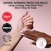 Glamnetic Press On Nails – Medium Coffin Fake Nails | Glazed Red Press On Nails, Salon Quality Kit with Glue | Runway Red – 30 Nail Set in 15 Sizes(1F – Pink Statement)
