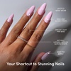 Glamnetic Press On Nails – Medium Coffin Fake Nails | Glazed Red Press On Nails, Salon Quality Kit with Glue | Runway Red – 30 Nail Set in 15 Sizes(1G – Iconic Pink)
