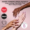 Glamnetic Press On Nails – Medium Coffin Fake Nails | Glazed Red Press On Nails, Salon Quality Kit with Glue | Runway Red – 30 Nail Set in 15 Sizes(2A – Oyster Pearl)