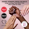 Glamnetic Press On Nails – Medium Coffin Fake Nails | Glazed Red Press On Nails, Salon Quality Kit with Glue | Runway Red – 30 Nail Set in 15 Sizes(2C – Oyster Shell)